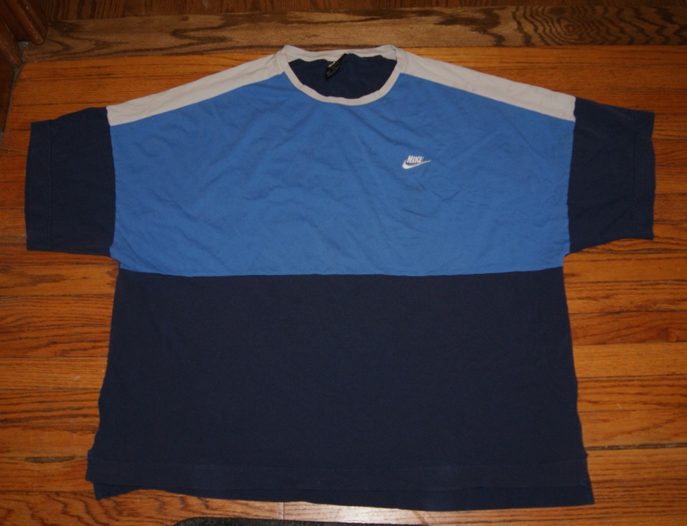 Nike Mens Colorblock T-Shirt Blue Navy Cream 3XL Hip Hop Biggie